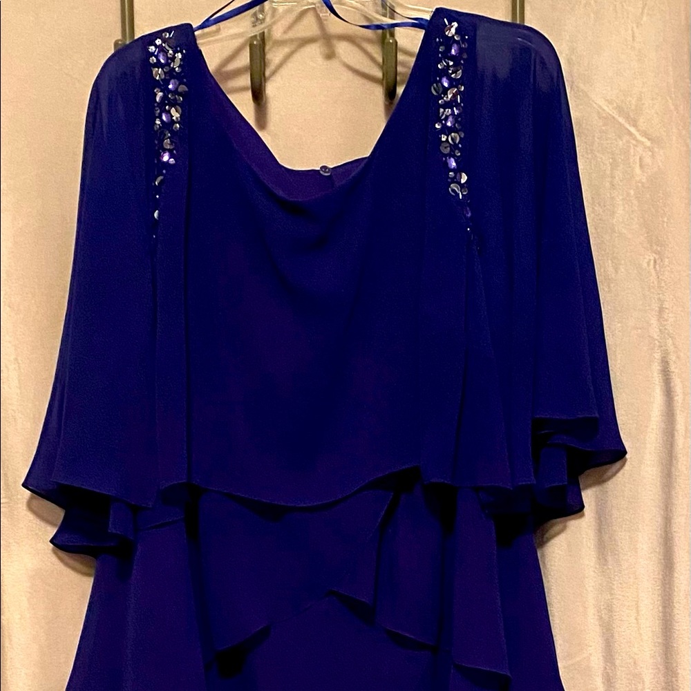 Beautiful royal blue tiered chiffon layer dress 22W